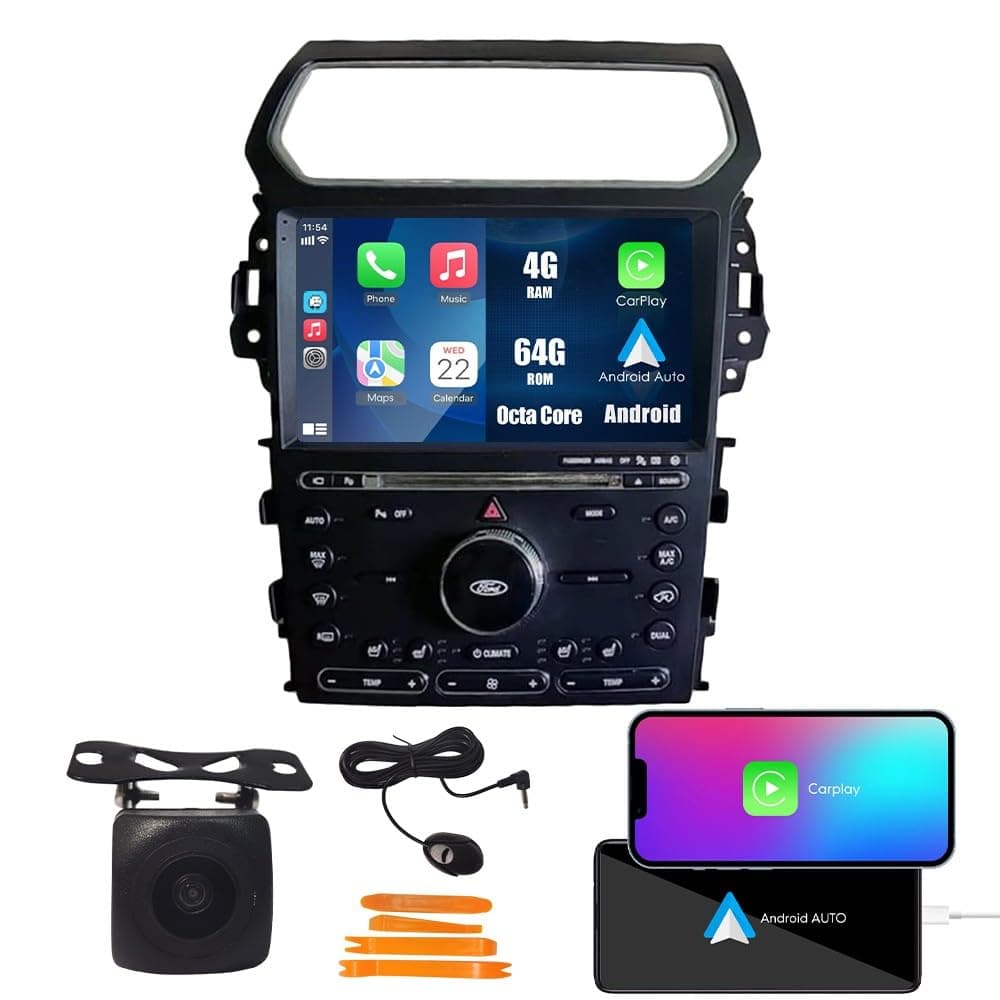 KUNFINE Radio Android 10 Octa Core 4GB/64GB con DSP y CarPlay para Ford Explorer 2011-2019 KF-V8775Q