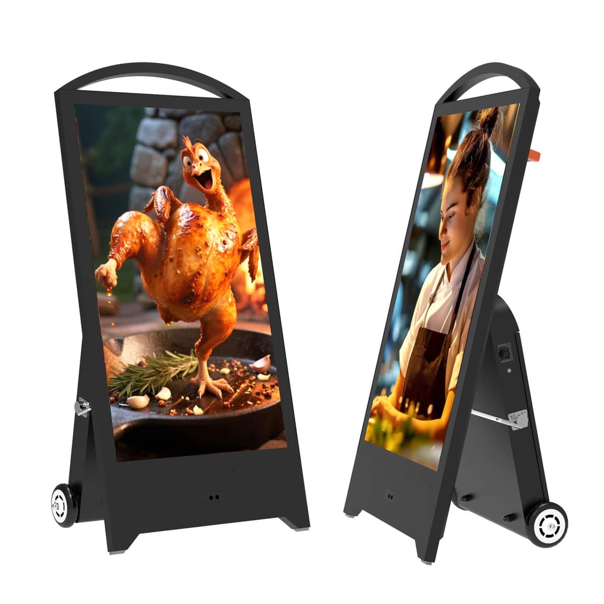 JPIYEIC Pantalla digital portátil para exteriores de 43" Restarant digital signage display, batería recargable con funcionamiento de 10-15H, visible claramente bajo el sol con 2000 nits, fácil de operar con pantalla táctil, impermeable IP65