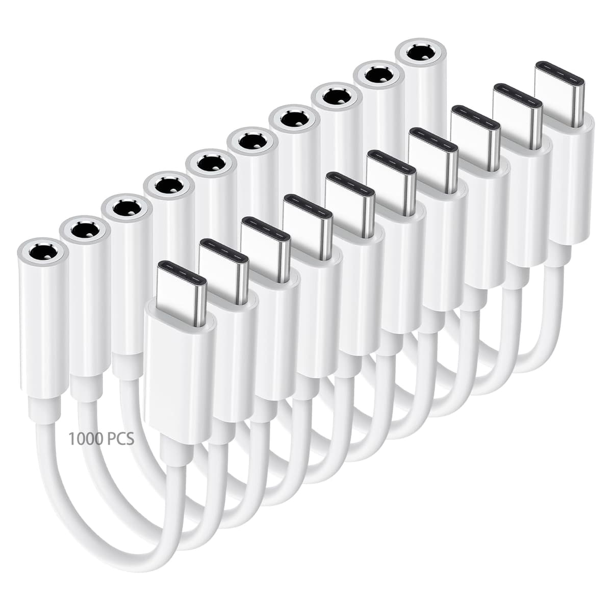 Htrenc Adaptador USB-C a conector de audífonos 3.5 mm para iPhone 17/ iPhone 16/16 Pro/15/15 Pro/Pro Max/Plus, cable dongle de audio auxiliar Type-C compatible con iPad, Samsung Galaxy S23/S23+/S22/S21, MacBook (paquete de 1000)