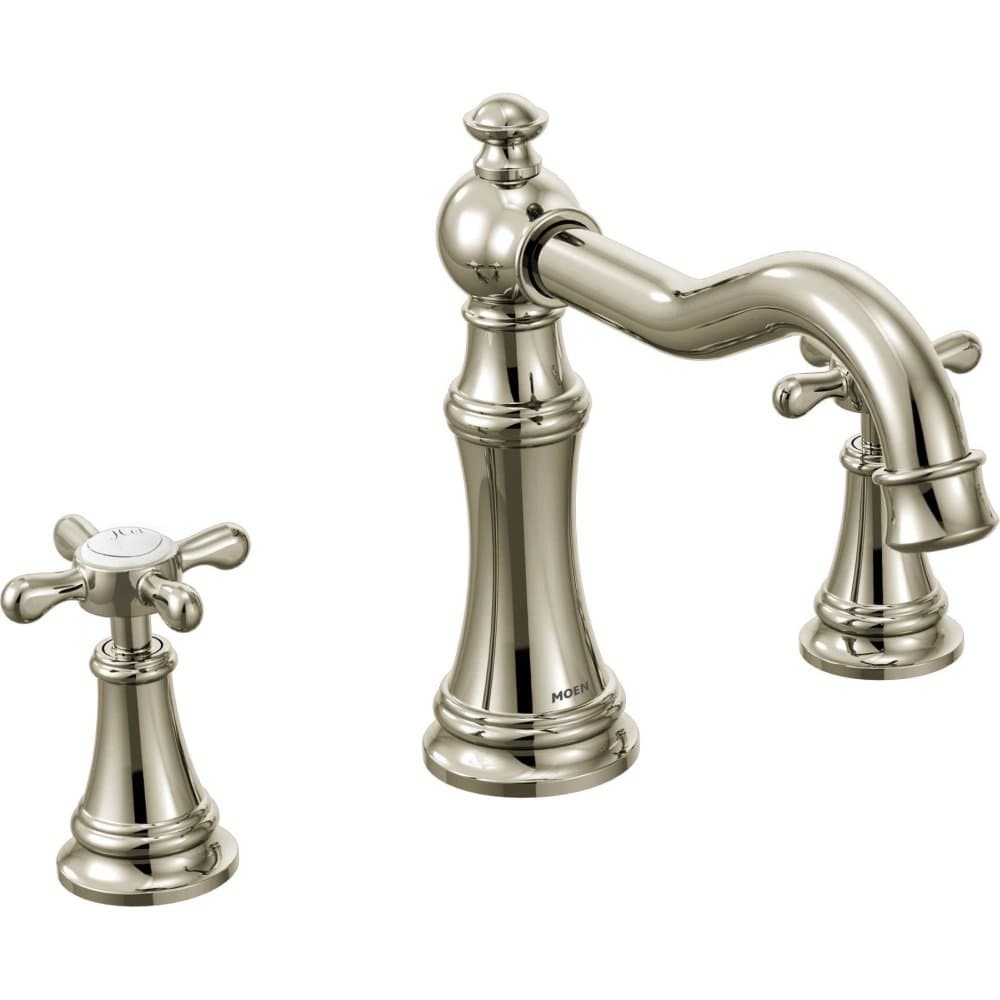 Moen TS22101NL Weymouth Juego de manijas doble para tina romana con arco alto, solo recorte, Níquel