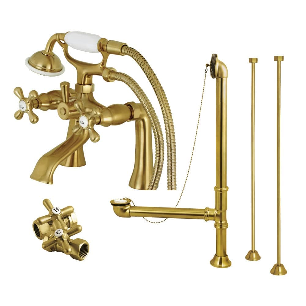 Kingston Brass CCK268SB Clawfoot Tub Faucet Package Brushed Brass