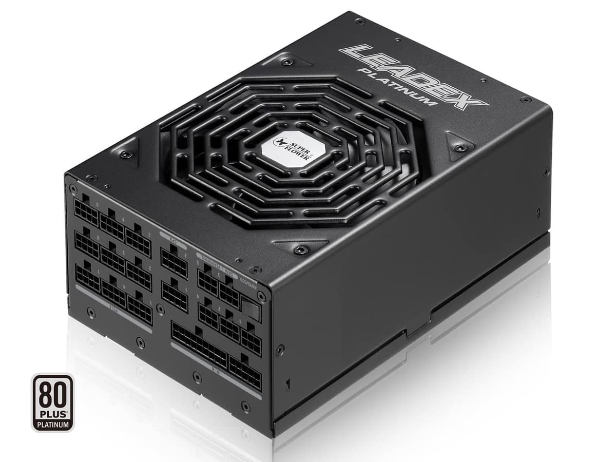 Super Flower Leadex Platinum 1600W 80+ Platinum, Ventilador ECO sin ventilador y Modo Silencioso, Fuente de Poder Totalmente Modular, Ventilador de Rodamiento de Bolas Doble, SF-1600F14HP SF-1600F14HP(BK)