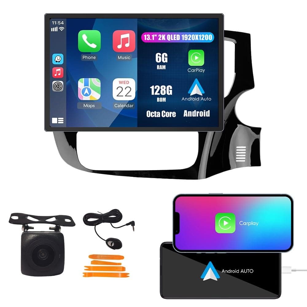Kunfine 13.1" QLED CarPlay Android Auto Navigation para Mitsubishi Outlander 2013-2021 RHD Octa Core 6G+128G KF-V8097A