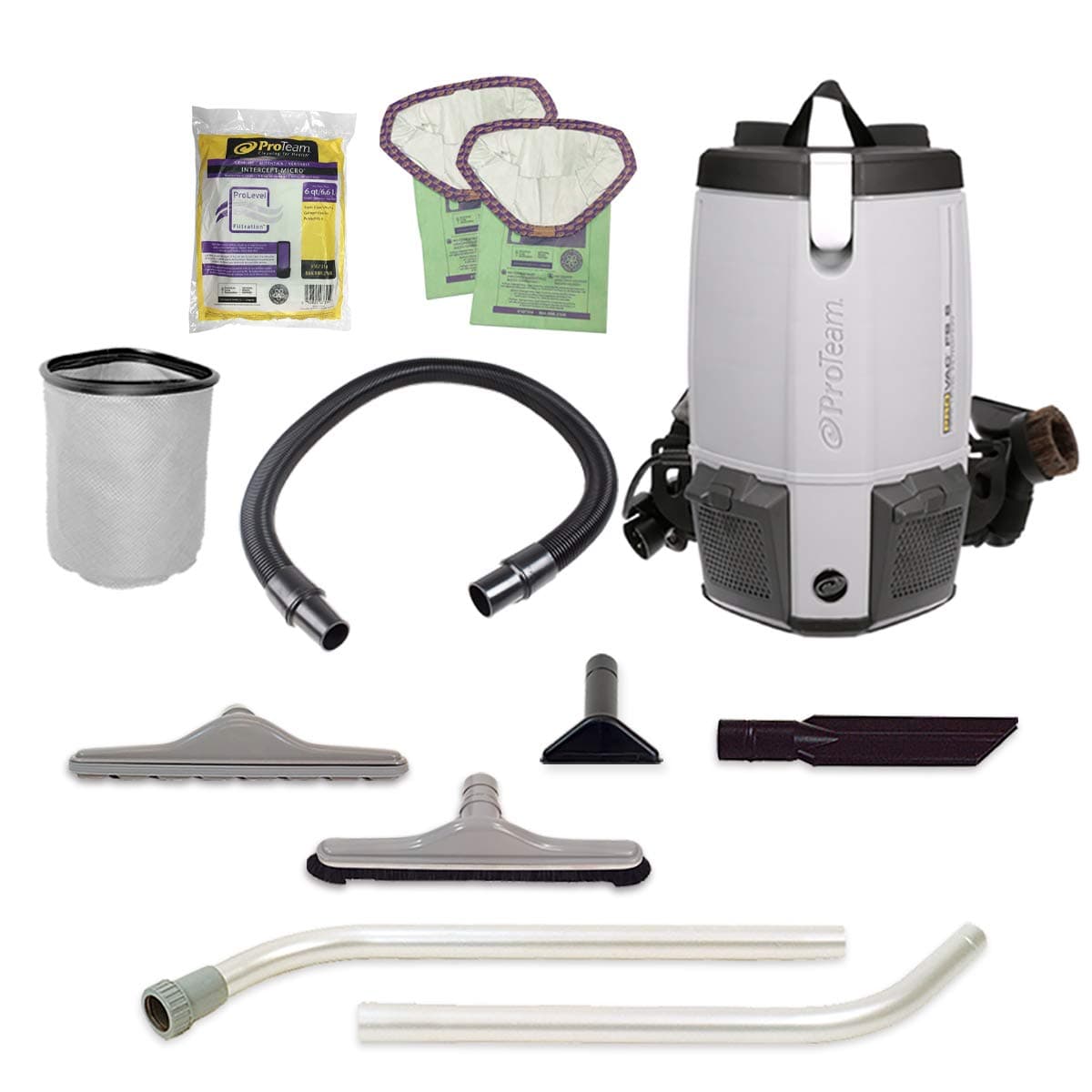ProTeam ProVac FS 6 Aspiradora mochila comercial 6 qt con filtración HEPA y kit para restaurantes 107363
