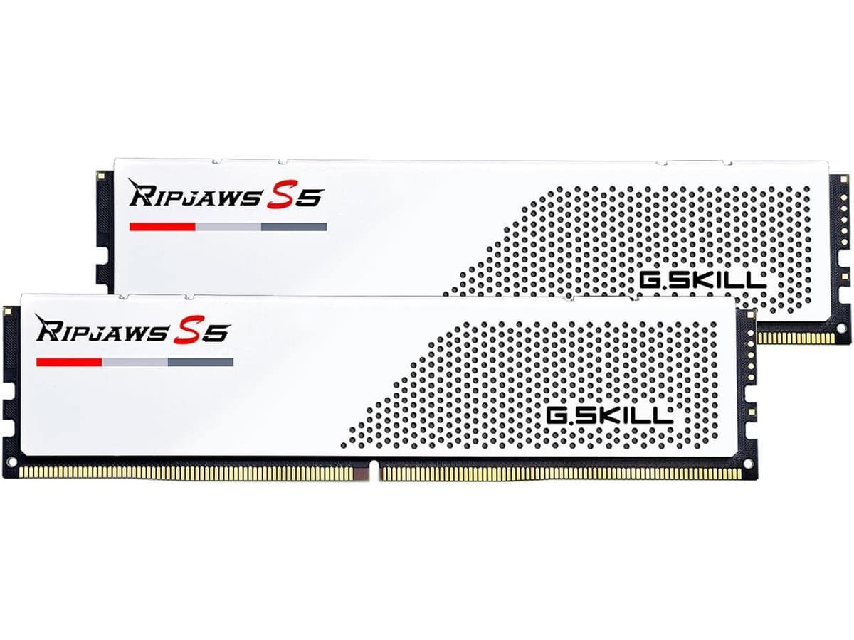 G.SKILL Ripjaws S5 Series DDR5 RAM (Intel XMP 3.0) 64GB (2x32GB) 5600MT/s CL36-36-36-89 1.25V Memoria para PC de Escritorio U-DIMM - Blanco Mate (F5-5600J3636D32GA2-RS5W)