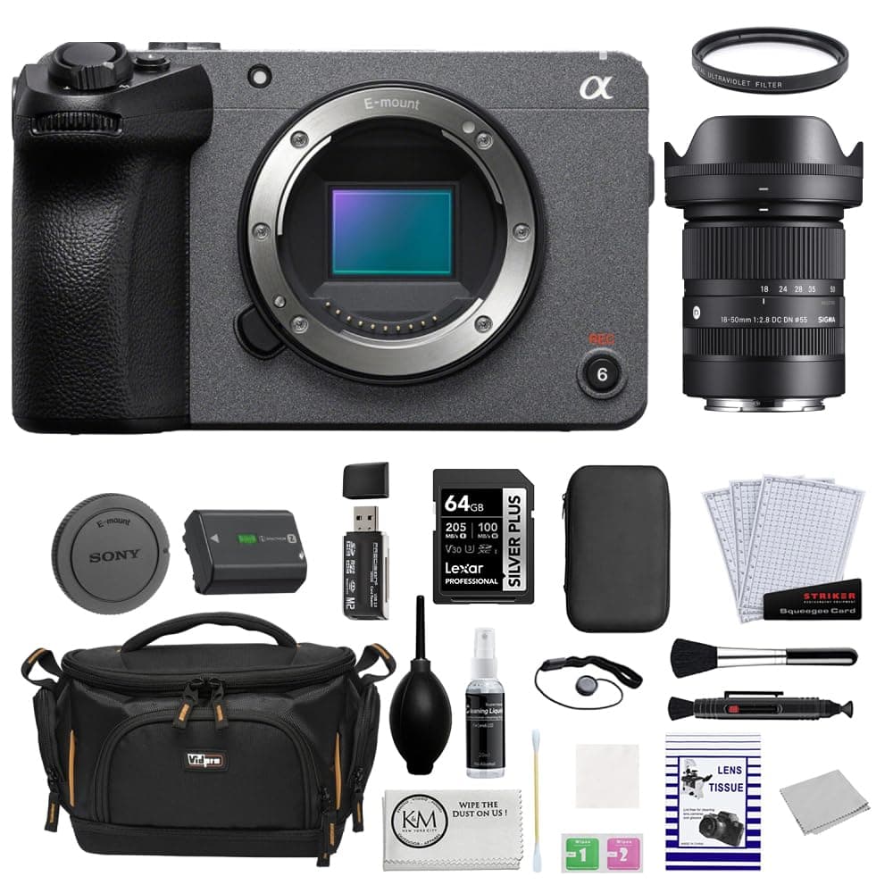 Sony FX30 Cámara digital de cine APS-C bundle con Sigma 18-50mm f/2.8, 64GB y accesorios (10 piezas) ILMEFX30B-008