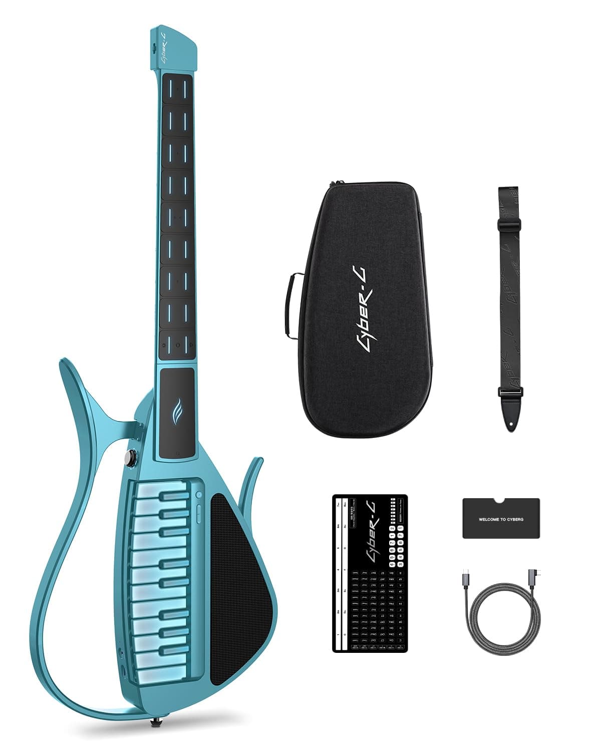 Enya CYBER-G Guitarra inteligente sin cuerdas plegable, color azul