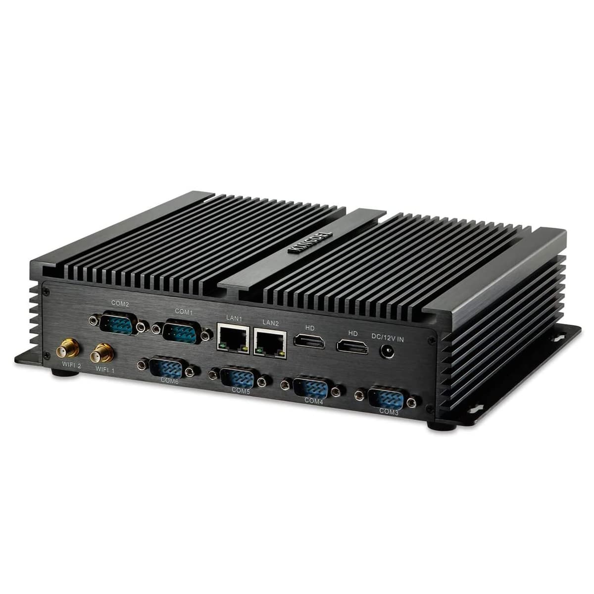 KINGDEL Mini computadora de escritorio fanless con CPU i7, 4GB RAM, 128GB SSD + 1TB HDD, 2xLAN, 2xHD, 4xUSB 3.0,6xCOM RS232 NC4000