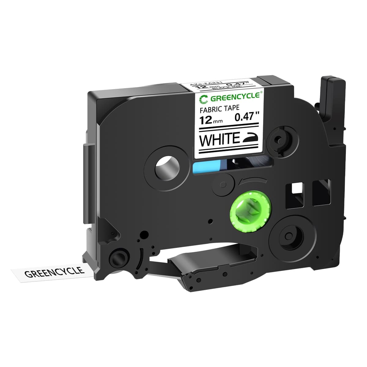 GREENCYCLE Compatible con TZe-FA231 AZE Cinta para etiqueta de tela termoadhesiva 12 mm x 3 m (0.47" x 9.8') Negro sobre blanco para PTD200 PTD210 PTD400 PTD600 PTH110 PTP710BT - Paquete de 100 M-TC-AZE-FA231-100PK-2104