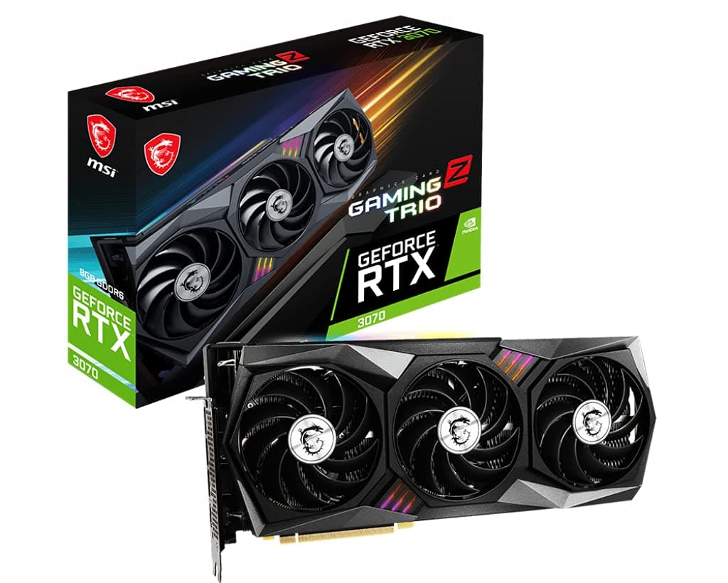MSI GeForce RTX 3070 Gaming Z Trio 8G LHR Tarjeta de Video - 8GB GDDR6, PCIe Gen 4, HDMI 2.1,3x DisplayPort V390-264R