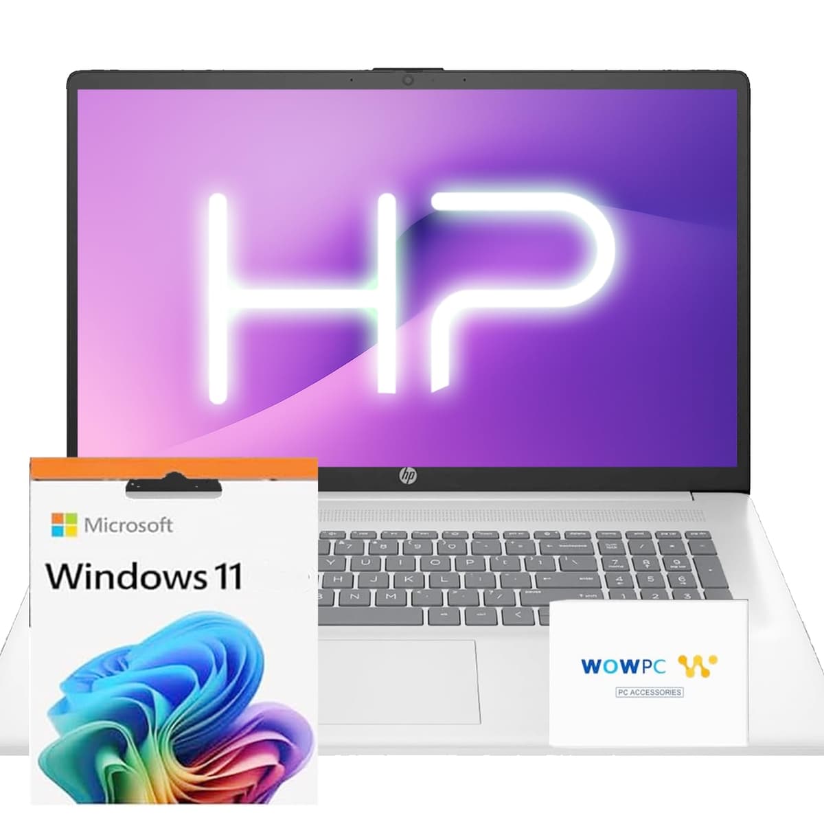 HP 2025 Portátil de 17.3 pulgadas • 16 GB RAM • 512 GB SSD • Intel i3 de 8 núcleos • Teclado numérico • Wi-Fi • HDMI • Webcam • Windows 11 • USB de recuperación WOWPC • Listo para negocios y entretenimiento Essential