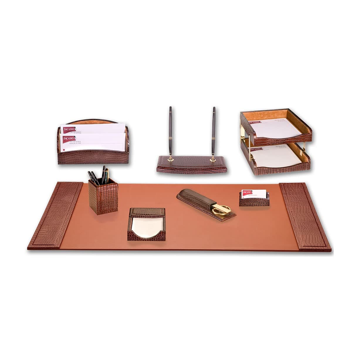 Dacasso Set de Escritorio Piel Grabado Crocodile 10 Piezas D2020