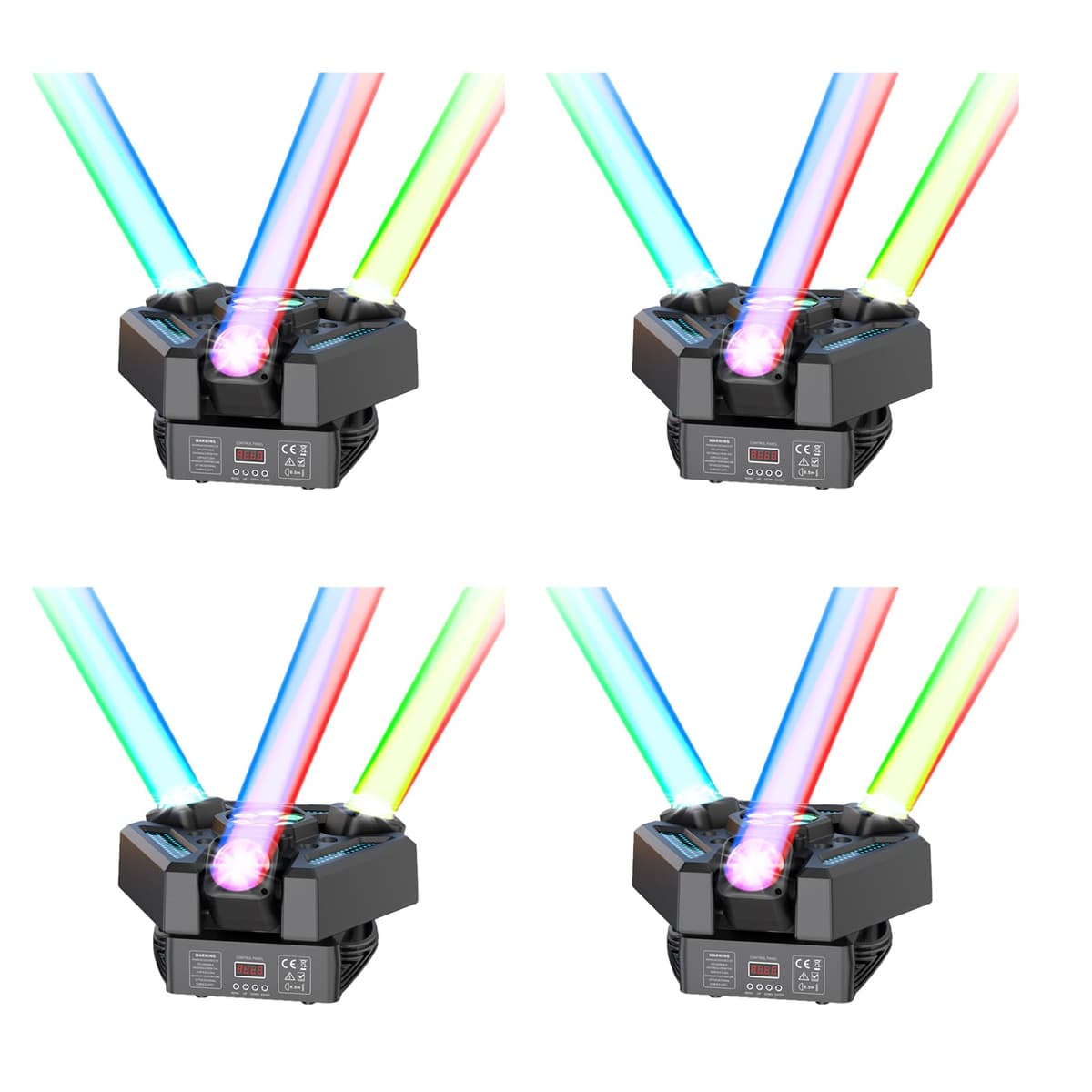 GdjRttk 4PCS Luz Móvil 3-Cabezas 180W 9-Beam con DMX, Control Remoto y Activación por Sonido para Eventos 02626X4