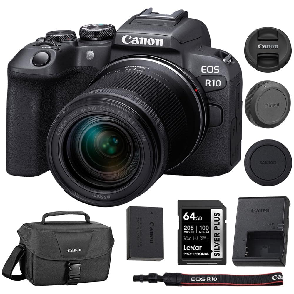 Canon EOS R10 Mirrorless con RF-S 18-150mm + 64GB SDXC + Bolsa Canon 200ES CAN5331C016-102