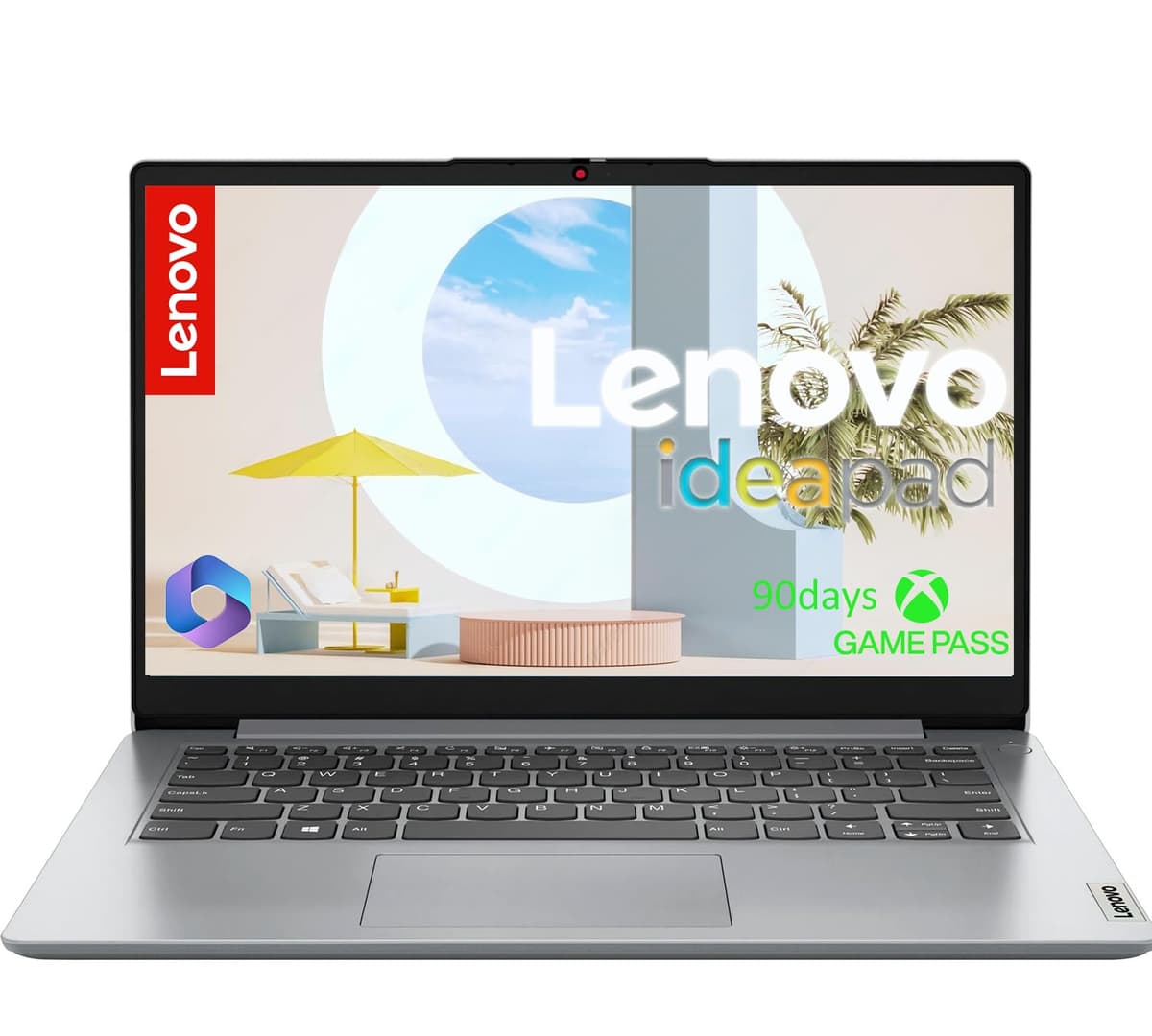 Lenovo IdeaPad 14” Laptop • 20GB de RAM • 2.1TB de almacenamiento total (1.1TB combinado en placa + 1TB en la nube) • Intel Celeron • Gráficos Intel UHD • Wi-Fi 6 • Batería de 11 horas • 1 año de Microsoft 365 • Windows 11