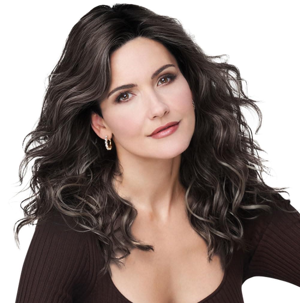 Hair u wear Raquel Welch High Octane Lace Front & Monofilament Top Long Layered Synthetic Wig, RL2/4 Off Black 121876