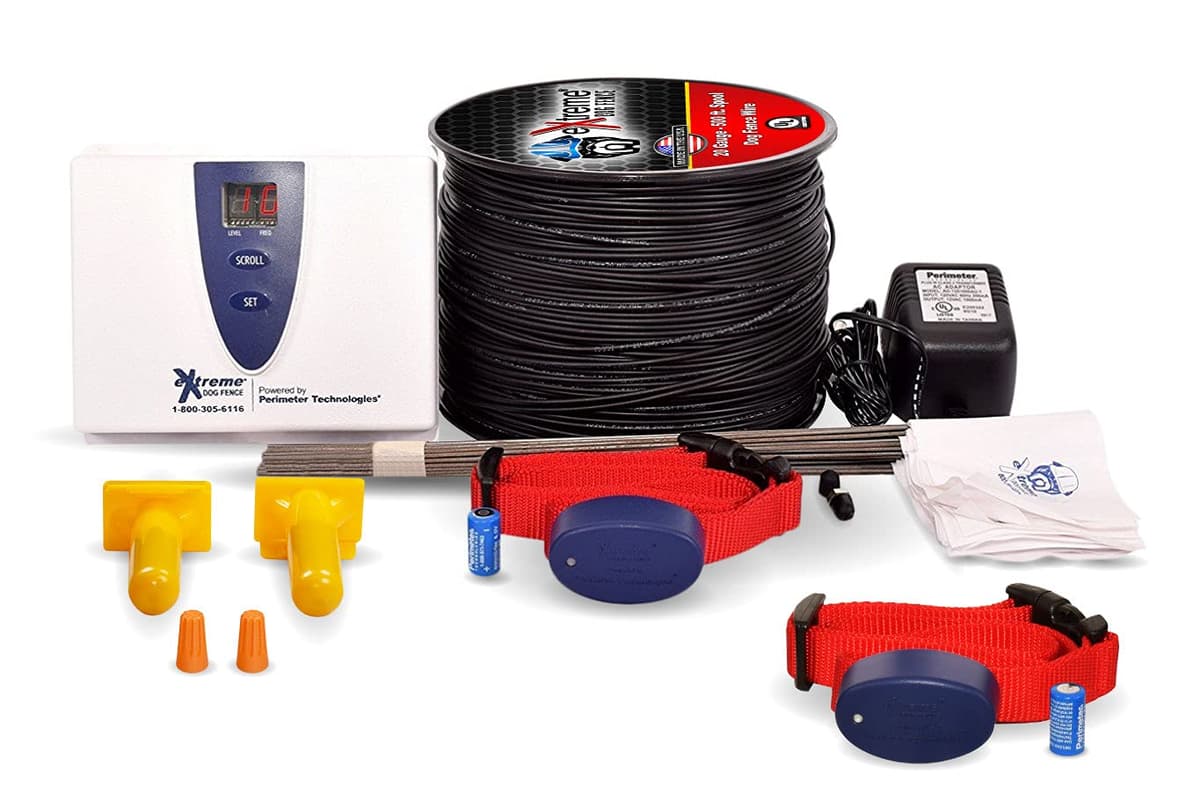 Sistema de Cerca Eléctrica Subterránea eXtreme Dog Fence - 2 Perros / 1500' de Cable de Límite de 20 Gauge Estándar D.I.Y. Kit de Contención de Mascotas Alimentado por Perimeter Technologies
