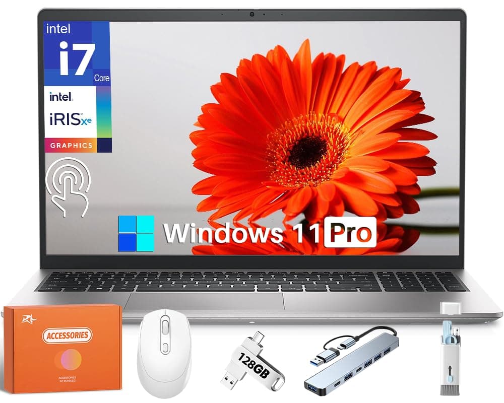 Dell Inspiron 15 3530 Pantalla táctil, Intel i7-1355U, Intel Iris Xe, 32 GB RAM, 1 TB SSD, 15.6" FHD Antirreflejo, Wi-Fi 6, Windows 11 Pro, Copilot-AI Chat, con accesorios, Plateado Dell Inspiron Laptop