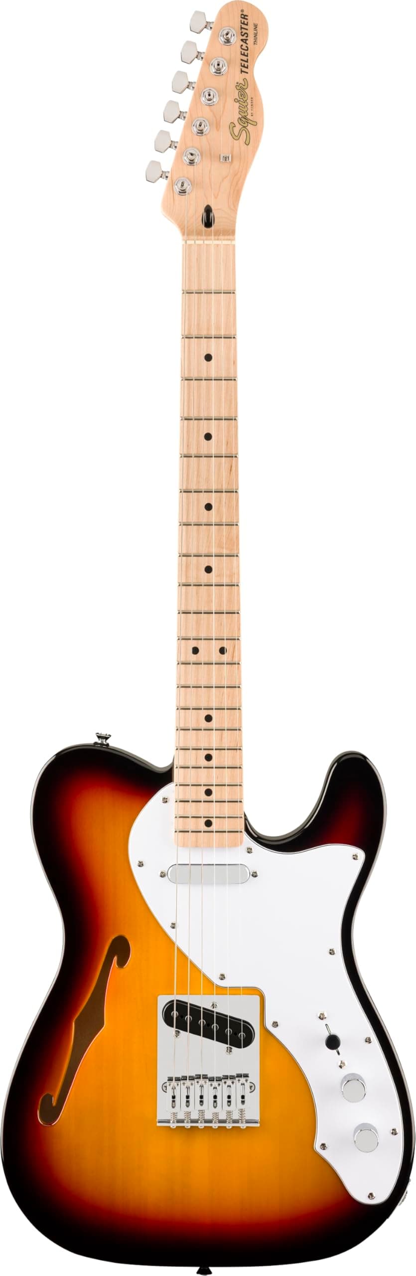 Fender Affinity Series Telecaster Thinline, diapasón de arce, golpeador blanco, sunburst tricolor 0378272500