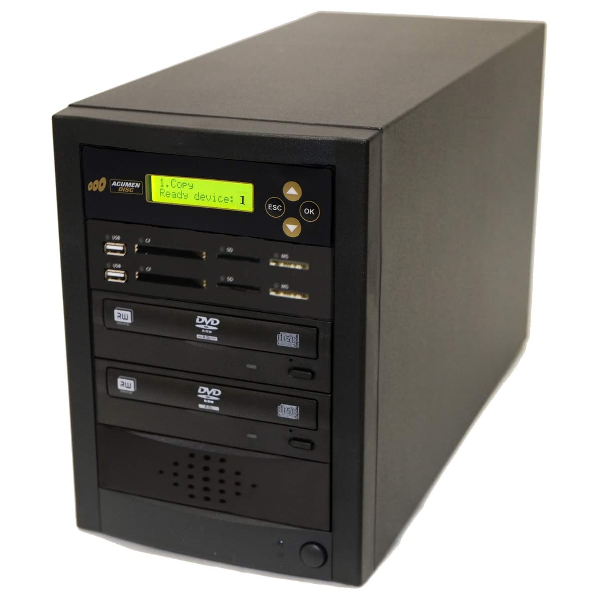 Duplicador de Discos Acumen Disc 1 a 1 Crossover CD DVD y Copiadora Multimedia de Memoria Flash Bidireccional (CF SD MS USB) / Conversor de Medios - Disco a Disco/Medio a Medio AD01-MMP