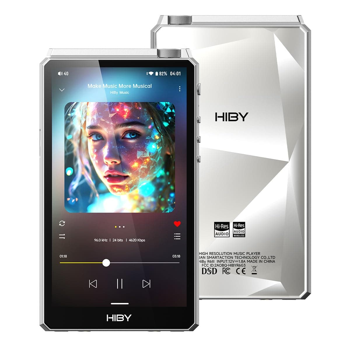 HiBy R6III 2025 Reproductor DAP Hi-Res Audio MP3 con Amplificador Clase A y AB/Android 12/Bluetooth 5.0/WiFi/64 GB + 2 TB Memoria Expandible R6G3
