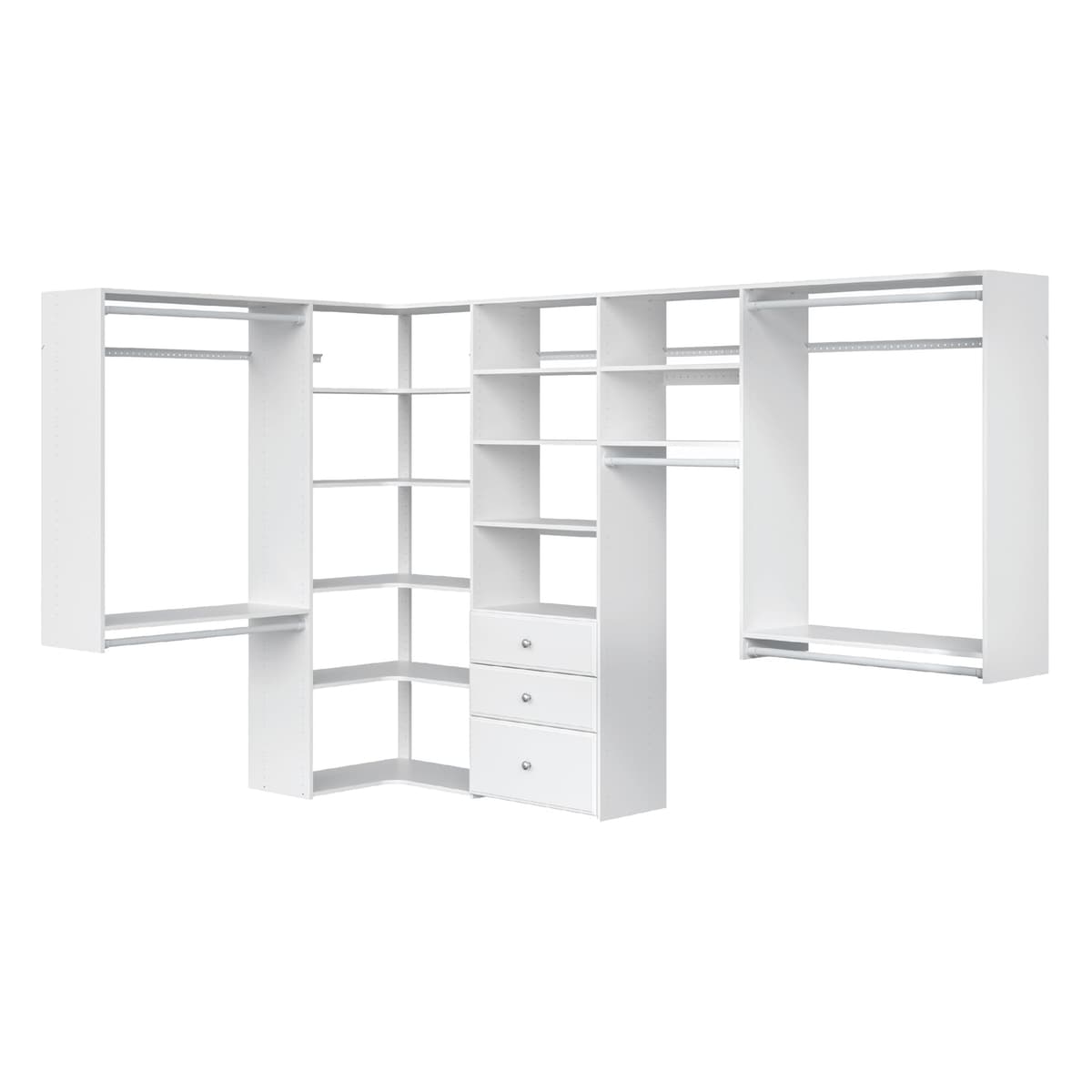 Easy Track PH43-WH Kit definitivo de esquina de madera organizador de clóset en blanco con herrajes blanco-vinilo