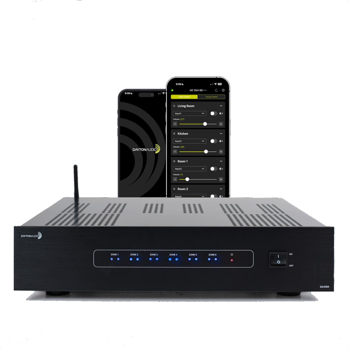 Dayton Audio DAX88: amplificador matricial 8 fuentes/8 zonas con Wi-Fi y app móvil