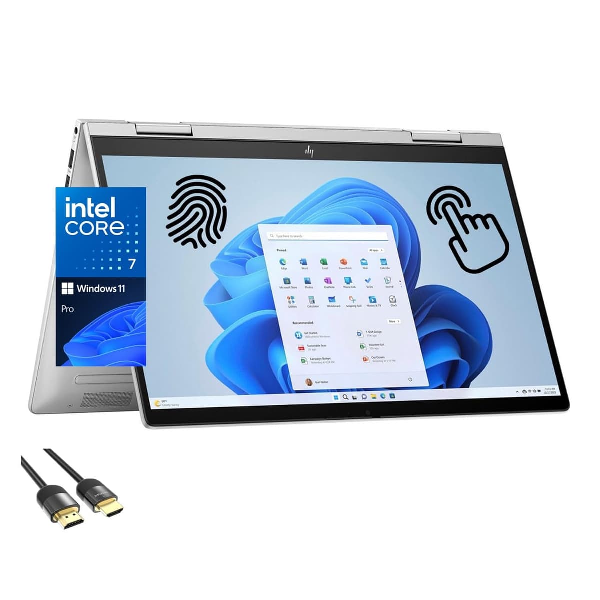 HP Envy 2 en 1, portátil 14" FHD táctil, Intel Core 7-150U (10 núcleos, superior a i7-1355U), 16 GB RAM, 512 GB SSD PCIe, Wi-Fi 6E, teclado retroiluminado, lector de huellas, webcam, USB-C, HDMI, PDG HDMI, Windows 11 Pro 14-es
