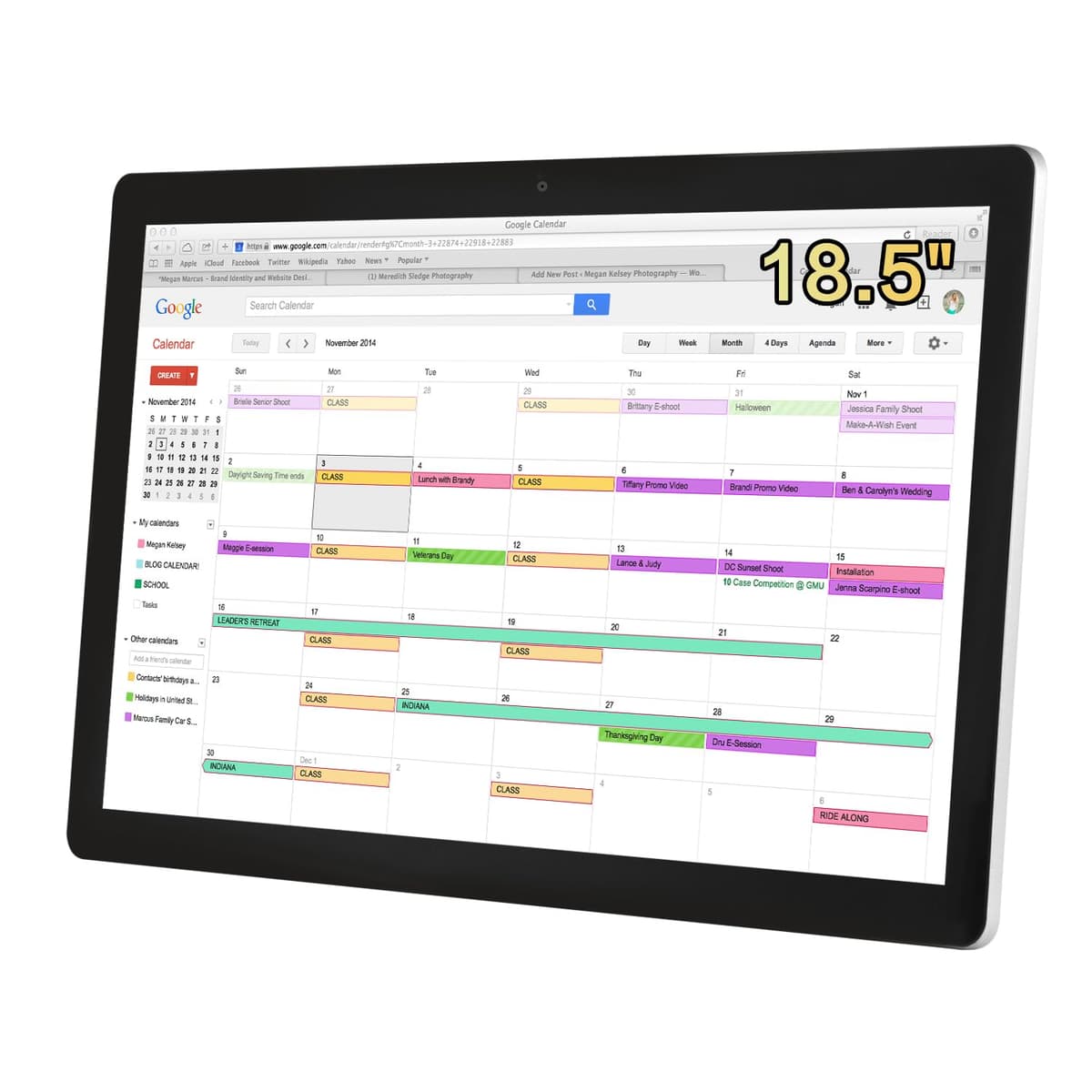 TouchWo TD185C Calendario digital táctil 18.5" con parlantes y cámara, montaje en pared y soporte de escritorio JD001