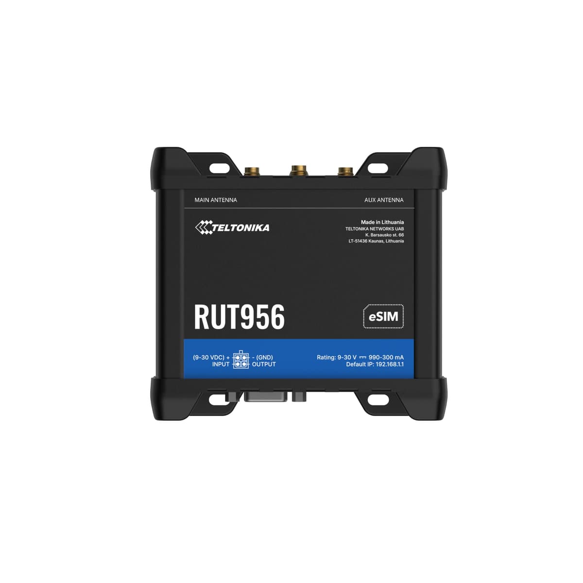 Teltonika RUT956 Norteamérica/Paquete Estándar con PSU para EE. UU., 4G LTE (CAT 4), Doble SIM WI RUT956200000