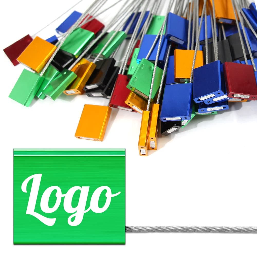 POBSUIER 1000pcs Sellos de Seguridad de Acero Personalizables con Cable y Cuerpo de Aleación de Aluminio AL-SEAL-GREEN-1000
