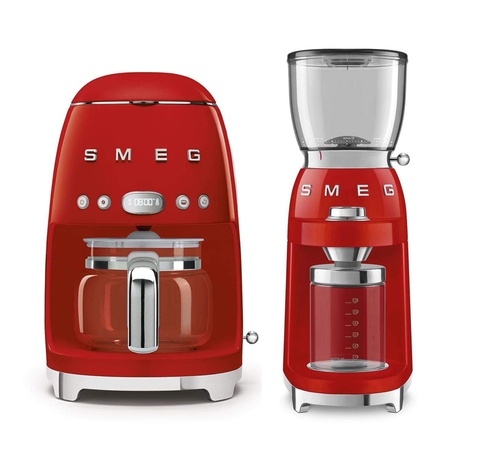 Smeg Bundle DCF02RDUS + CGF01RDUS Cafetera de goteo retro 50's y molinillo Rojo