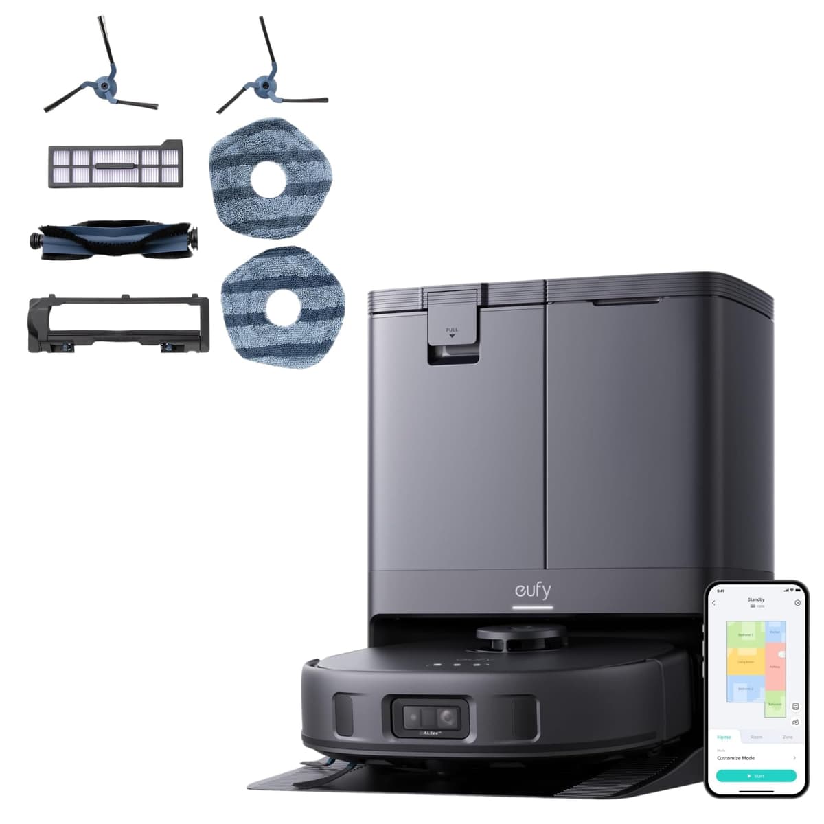 eufy X10 Pro Omni Robot Vacuum con Estación Todo-en-Uno y Kit de Repuestos