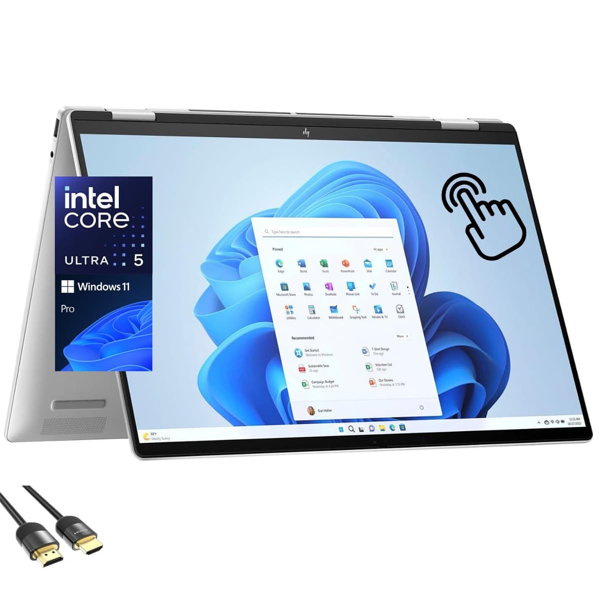 HP Envy x360 2 en 1 Notebook, pantalla táctil ultra ancha IPS WUXGA de 16", Core Ultra 5 125U (equivalente i7-1255U), 16 GB DDR5, 1 TB SSD PCIe, Thunderbolt 4, Wi-Fi 6E, Bluetooth, cámara web, cable HDMI PDG, Windows 11 Pro 15a-nb