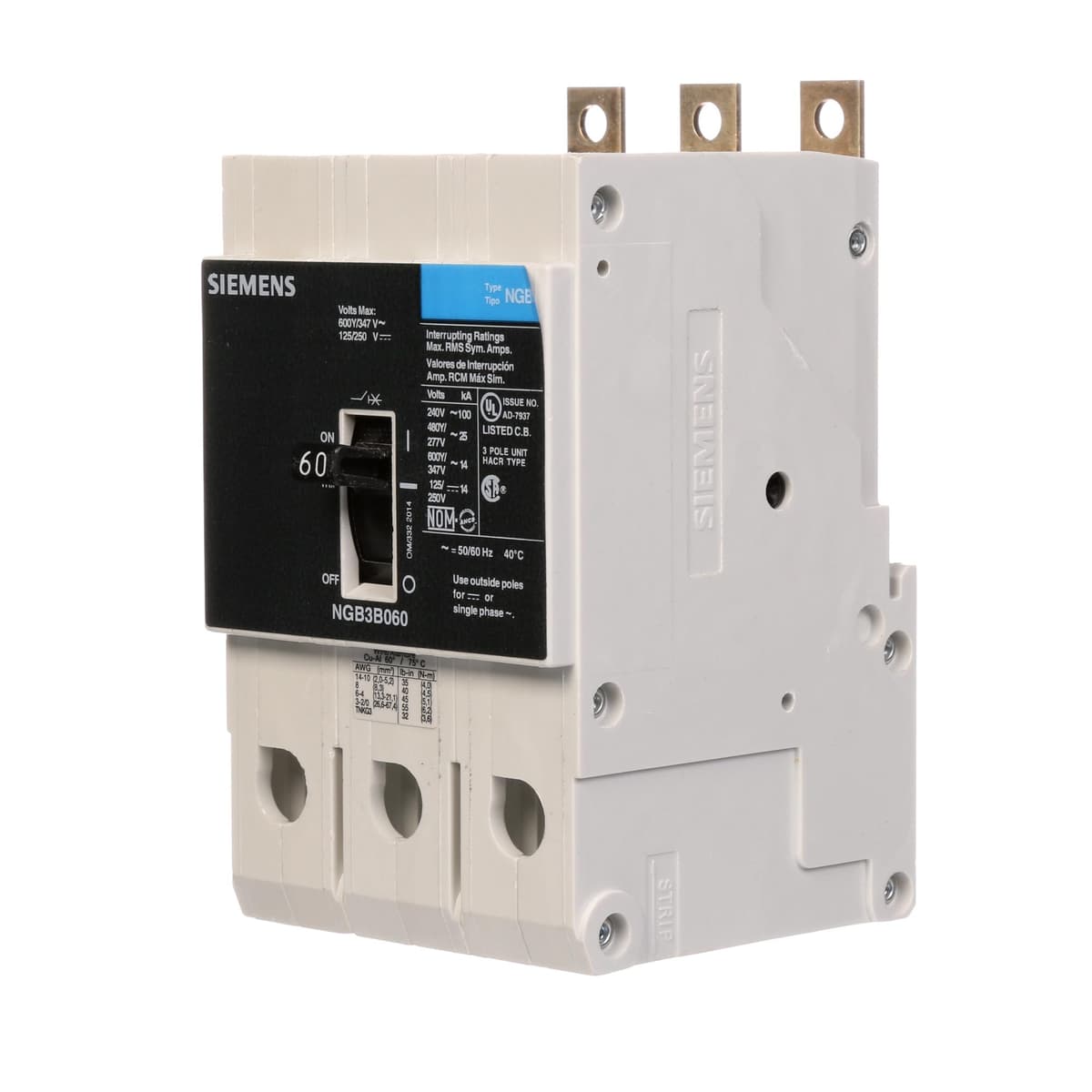 Siemens NGB3B060B breaker 3P 60A 600V