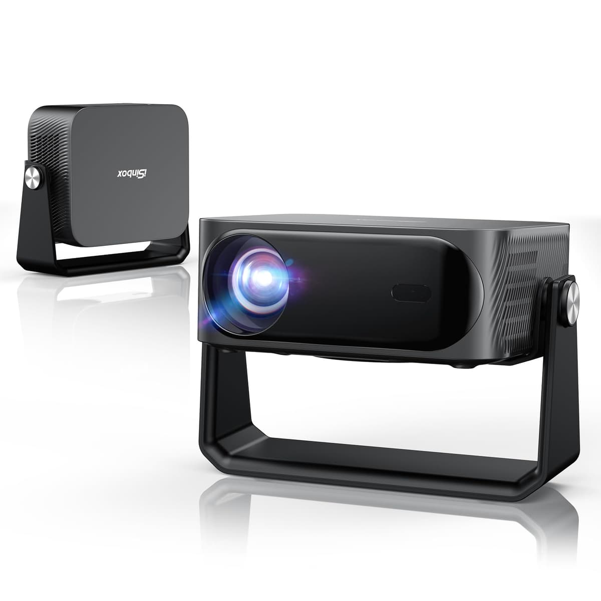 iSinbox [1500 ANSI/Enfoque automático y Keystone/Apps integradas] Proyector exterior 4K con WiFi y Bluetooth, proyector portátil inteligente con apps integradas YouTube/Prime Video y Dolby, cine en casa con HDR10+ YG381