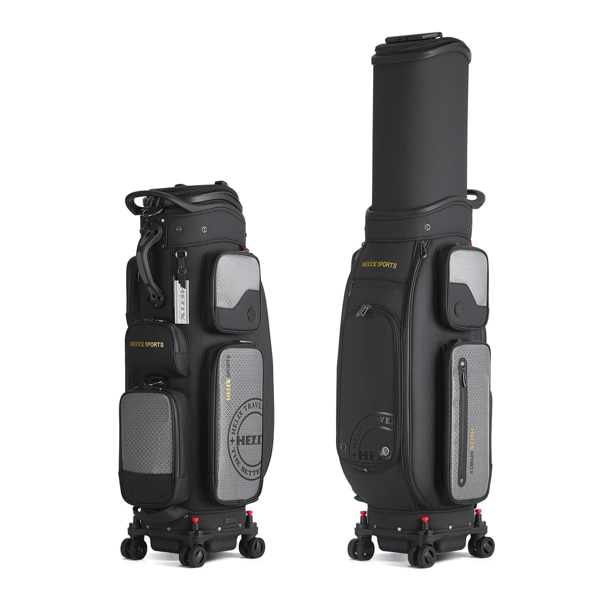 HELIX Bolsa de Viaje para Carrito de Golf 2-en-1 con Ruedas Bloqueables y Cubierta Retráctil (Negro) 95231