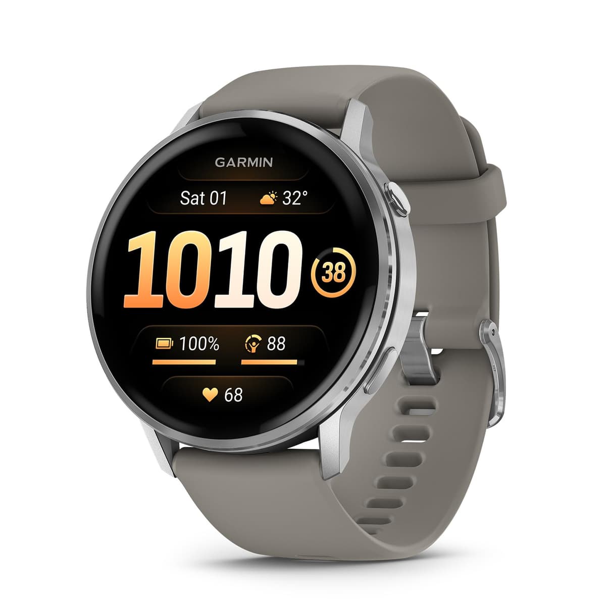 Garmin Venu 4 (45mm) Smartwatch GPS - Plata con correa de silicón gris plateado 010-03014-01