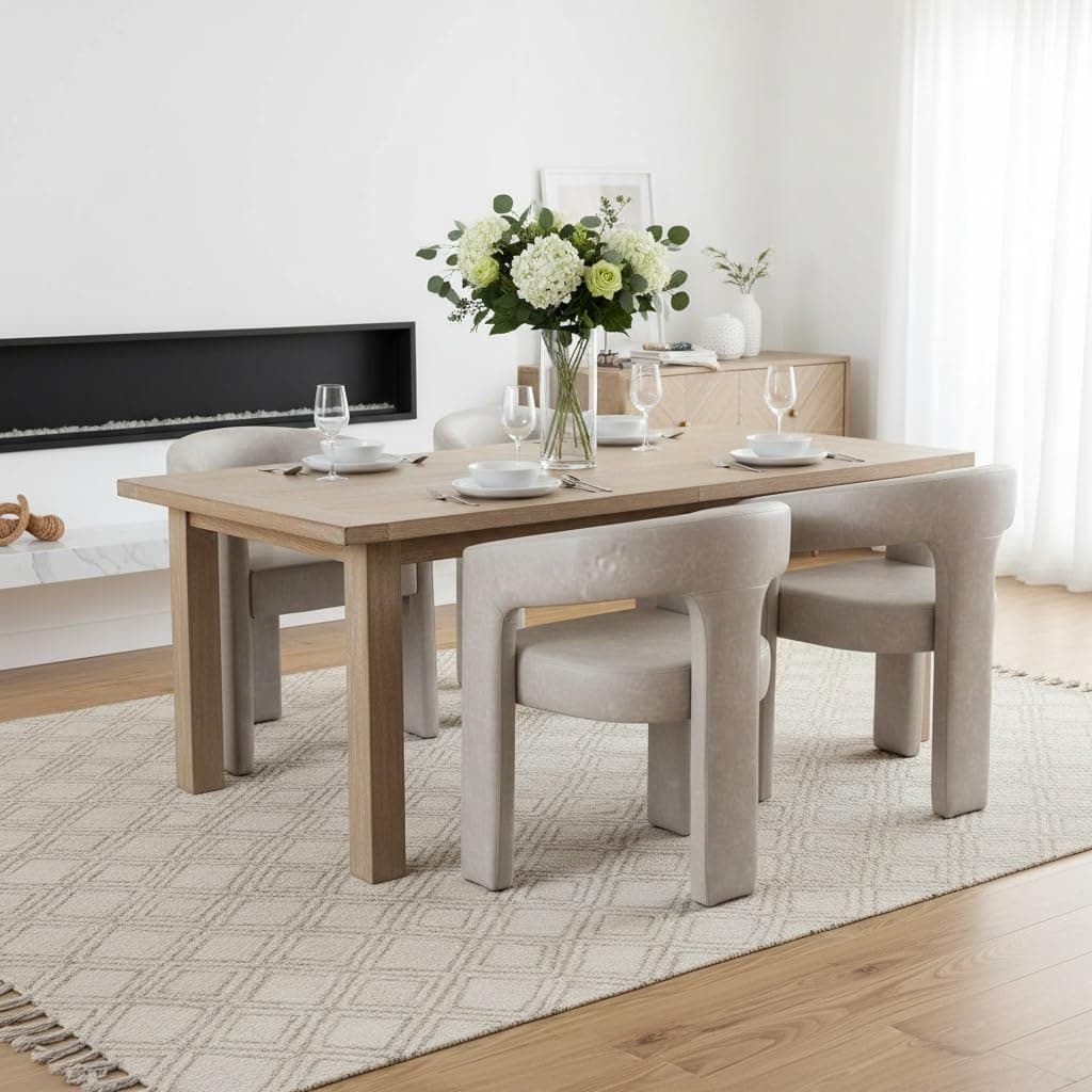 Sillas de comedor DAYALANE estilo barril - Juego de 4, tapizadas en cuero sintético, respaldo curvo, gris