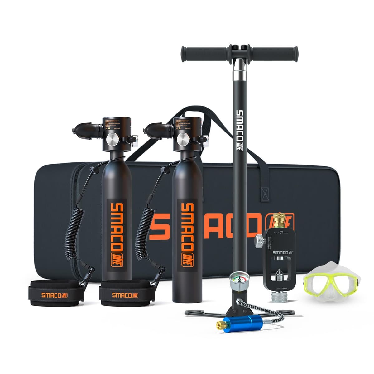SMACO S300 Plus botella póney de aire 0.5L kit portátil de buceo y rescate S300P-E-BLACK