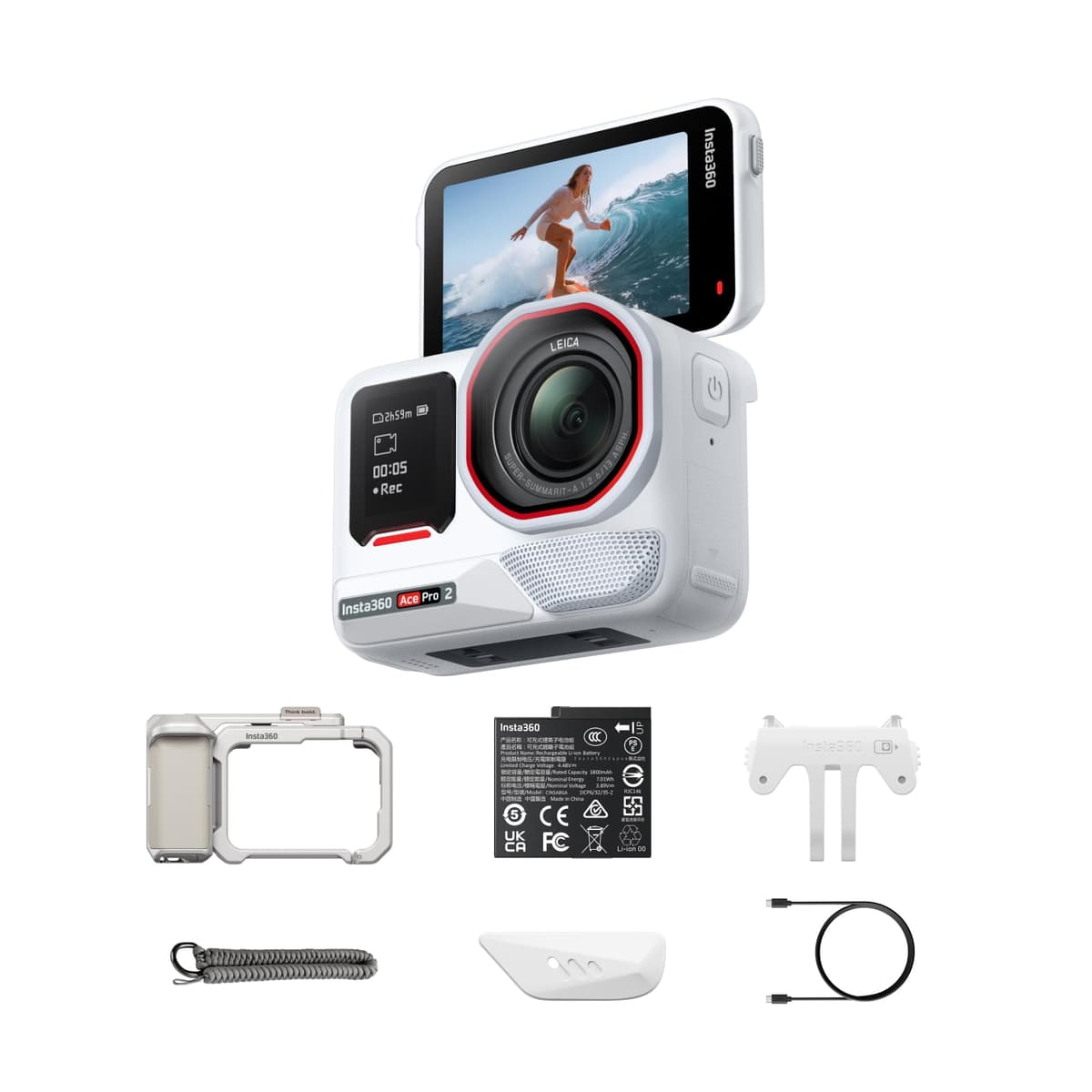 Insta360 Ace Pro 2 Xplorer Bundle 8K con Grip, Frame y Accesorios para Viajes Urbanos CINSBBGA-XP-S