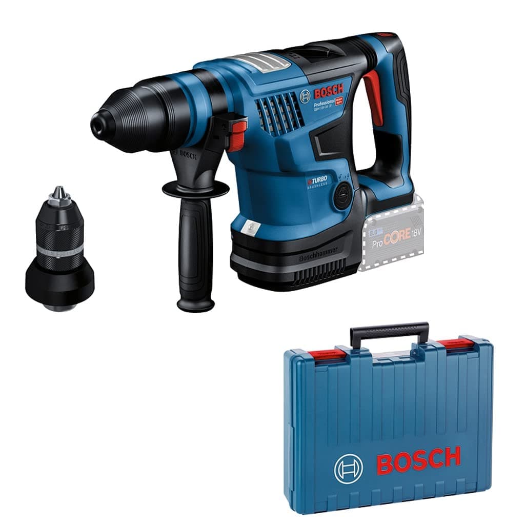 Bosch Professional BITURBO GBH 18V-34 CF Taladro percutor inalámbrico SDS plus, 5.8 J, con módulo Bluetooth, mango auxiliar y tope de profundidad (caja transportadora) 0611914001