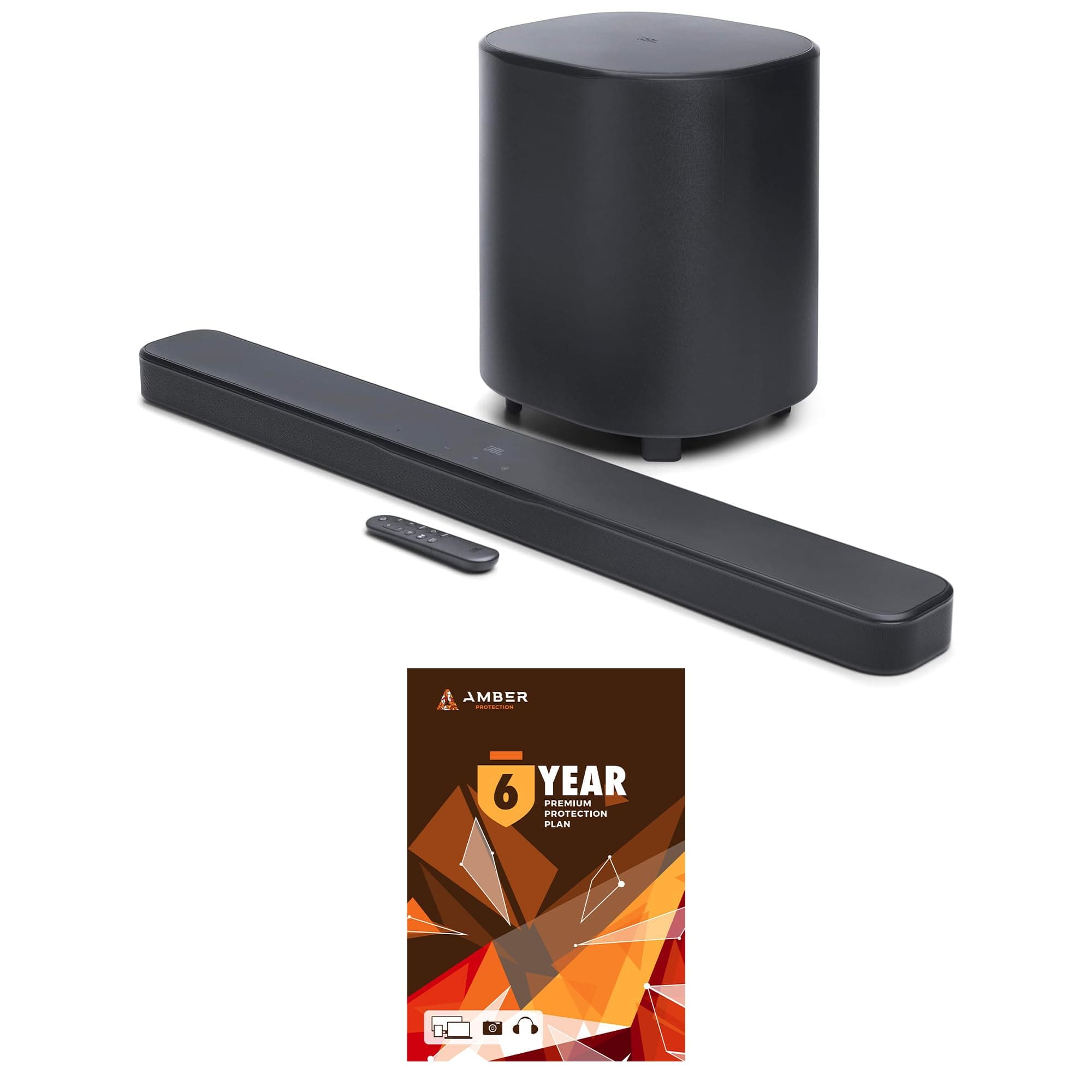 JBL BAR-500-MK2 Dolby Atmos con Subwoofer Inalámbrico de 10" (Bundle con 6 años Amber) BNDL_BAR500MK2-WRTY6