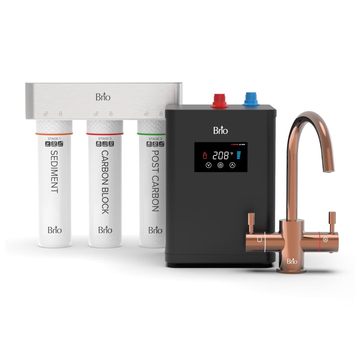 Brio 3-Stage Digital Instant Hot Water Undersink - Dual Flow Faucet Rose Gold CLIHD300RG