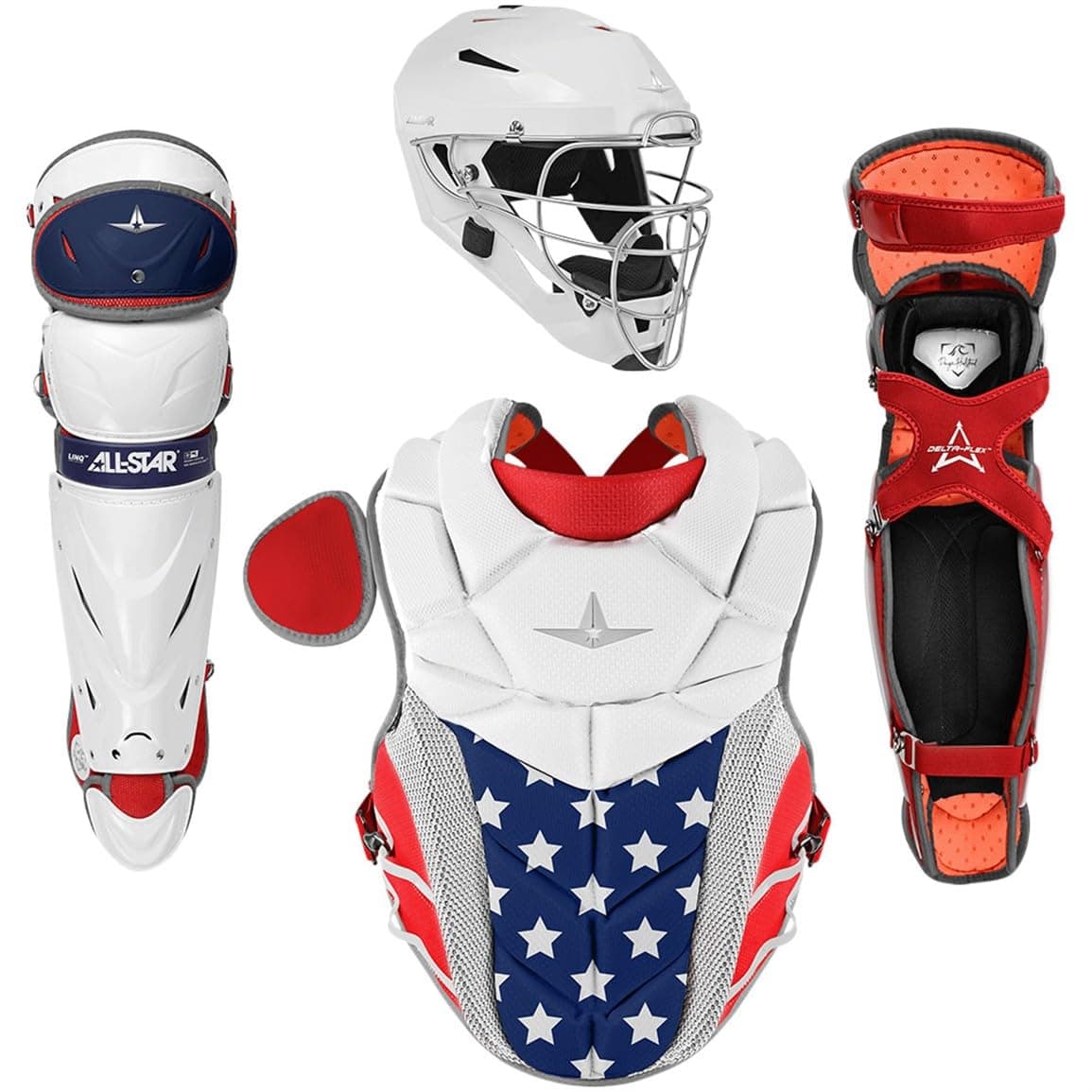 All Star PHX Paige Halstead Fastpitch Softball Catcher's Set (Small) Red/White/Blue Small CKW-PHX-S