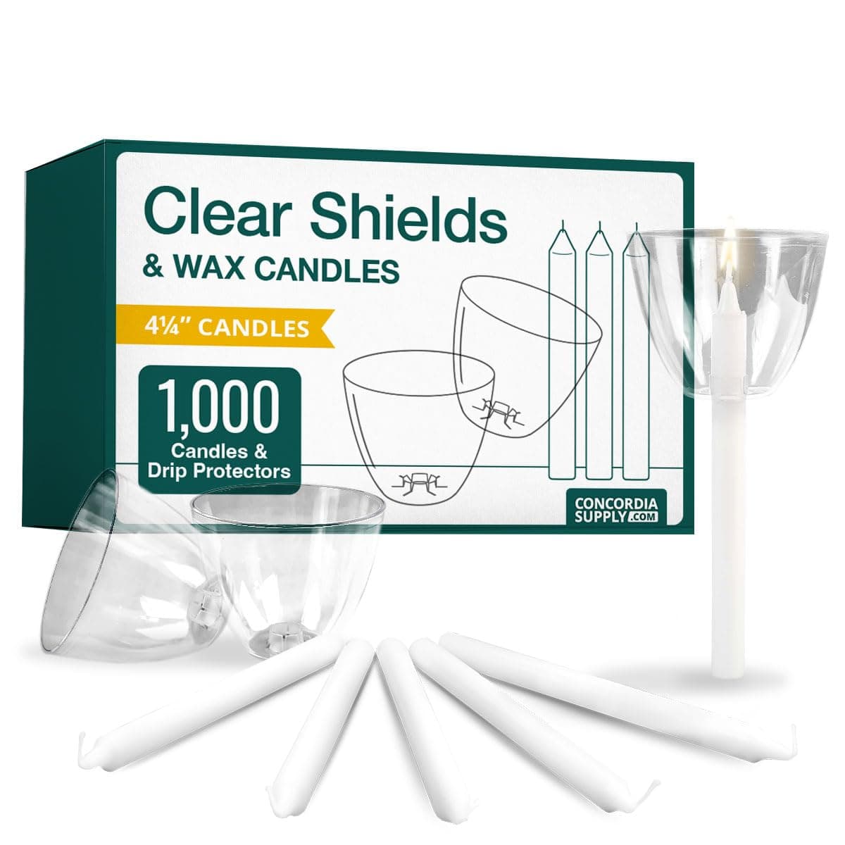 Concordia Supply Protectores Antiderrame para Velas - Protector Claro 4.25" x 1/2" (Set de 1000) 624029