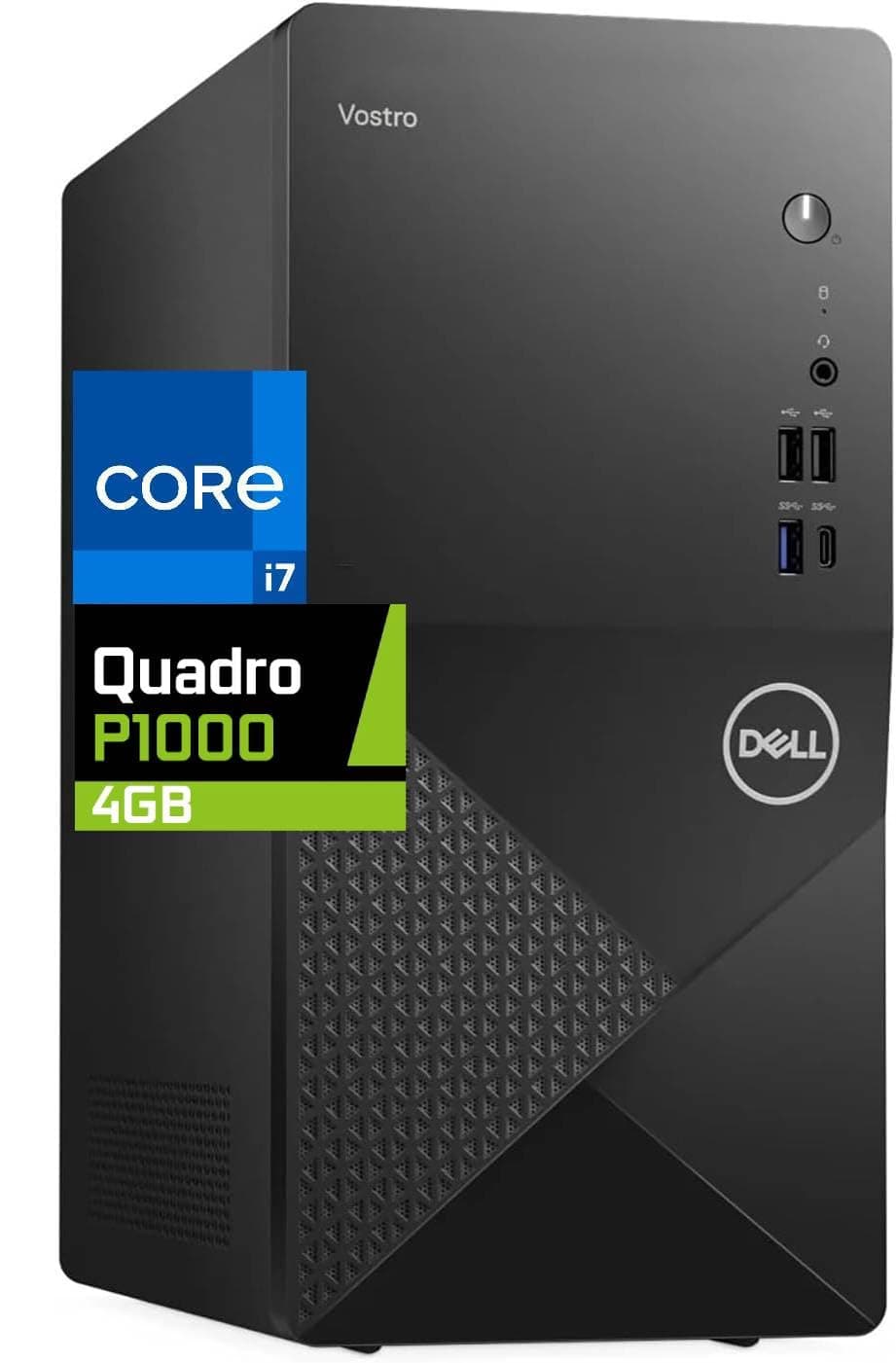 Computadora de Escritorio Dell Vostro Tower, Intel Core i7-12700KF, 64GB RAM, 2TB SSD NVMe, Nvidia Quadro P1000 4GB, DisplayPort, HDMI, Wi-Fi, Bluetooth, Windows 11 Pro, Negro Vostro 3030
