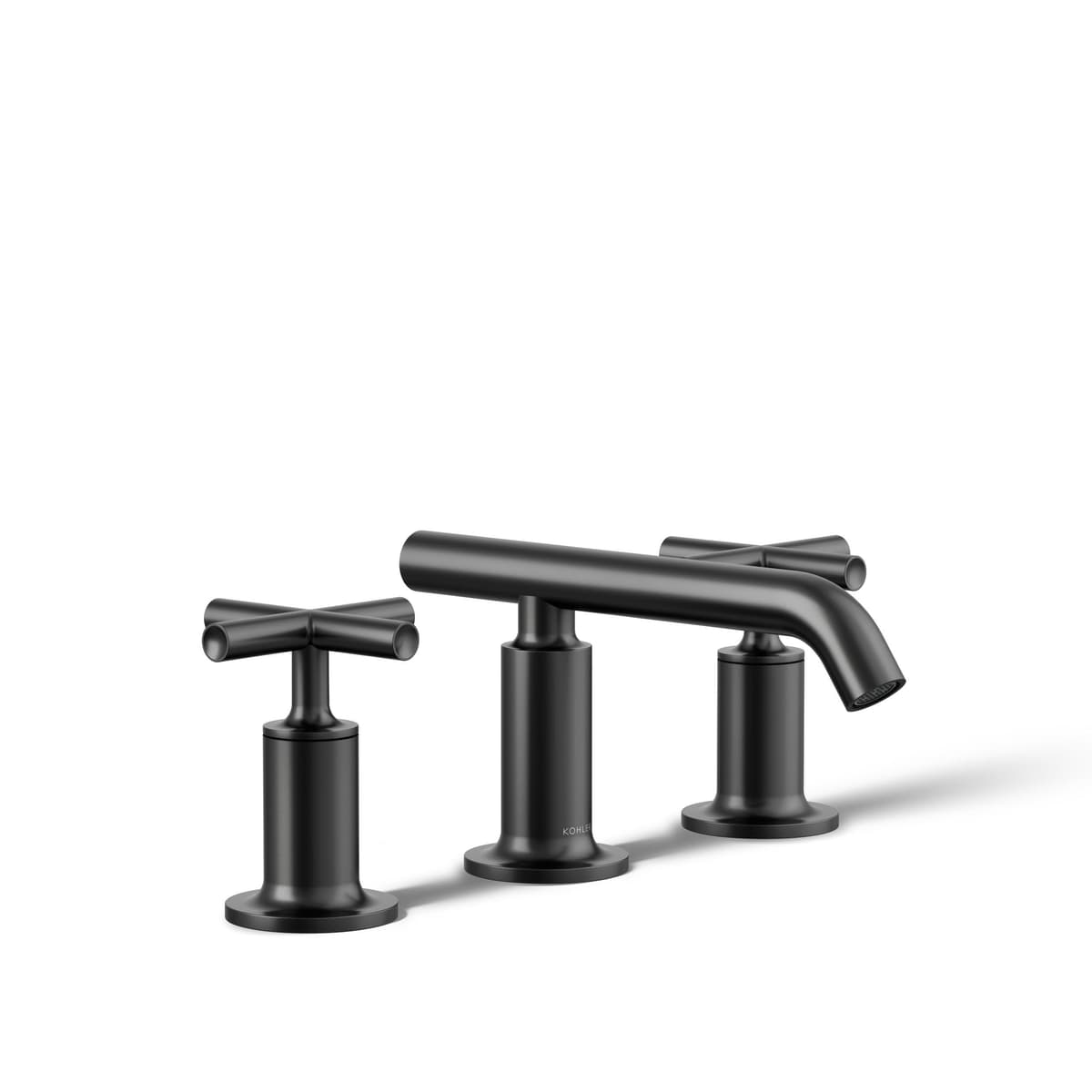 KOHLER Purist grifo lavabo widespread 3 agujeros, manijas cruz, 1.2 GPM, negro mate (K-14410-3-BL)