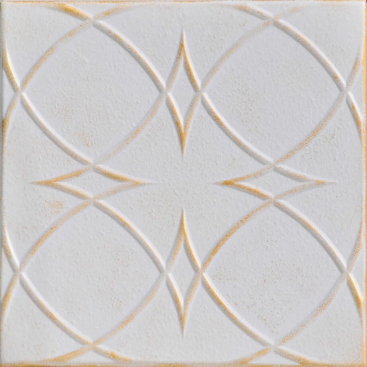 À LA MAISON CEILINGS R82 Placa de techo de espuma con Círculos y Estrellas para pegar (384 sq. ft./caja), paquete de 144, Blanco Lavado Oro R82wwg-144