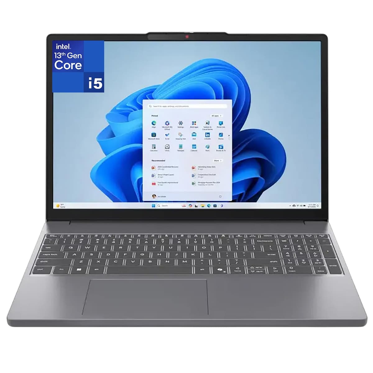 Lenovo IdeaPad Slim 3 Laptop 16" FHD+ para oficina en casa, Intel i5-13420H de 8 núcleos, 24 GB DDR5,512 GB SSD PCIe, WiFi 6, Bluetooth 5.2, AI Copilot, Luna Grey, Windows 11 Home